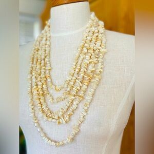 Baroque Pearl and Mother of Pearl Beaded 5 Layer Adjustable Statement Necklace